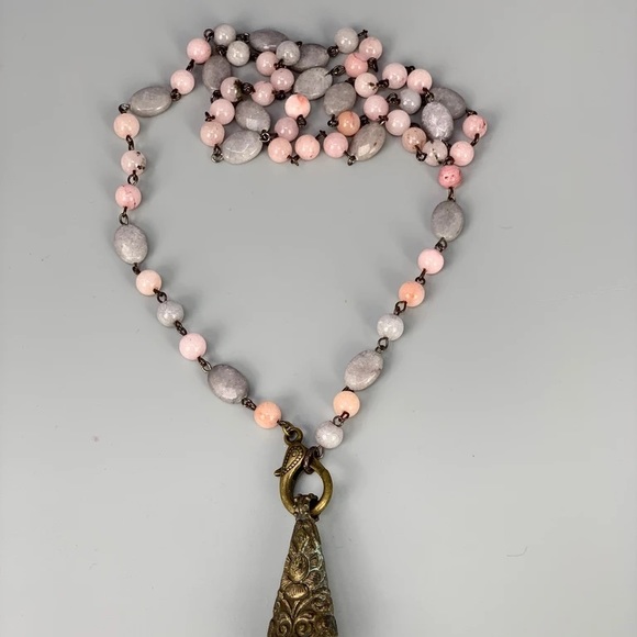 Melanie Clara Paris Long Beaded Necklace w/Crystal - Picture 2 of 2